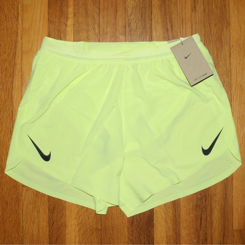 Nike AeroSwift Dri-Fit ADV 4" Running Shorts Mens S Lemon Brief-Lined